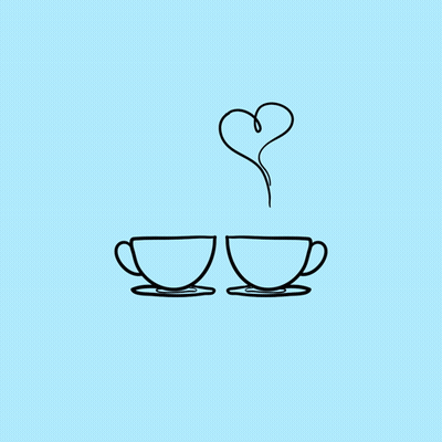 Two Coffee Cups With Heart Good Morning GIF