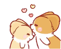 Two Corgi Dogs Are Kissing Each Other With Hearts Floating Above Them Sticker