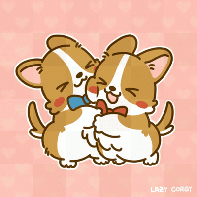 Two Corgi Dogs Hugging Lazy Corgi GIF