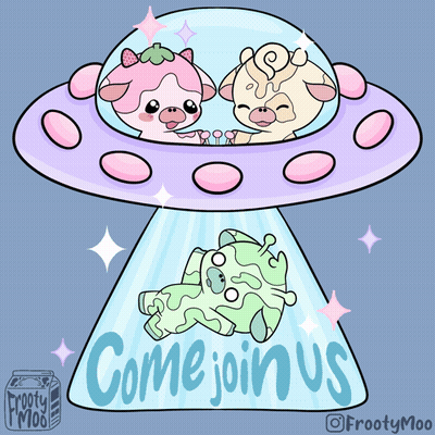 Two Cows In UFO Saying Come Join Us GIF
