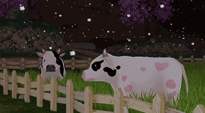 Two Cows Standing Behind Fence GIF