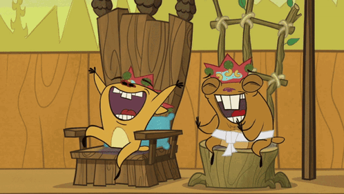 Two Crowned Animals Laughing GIF