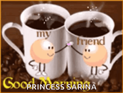 two cups of coffee with smiley faces on them and the words " my friend "
