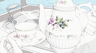 Two Cups Of Tea With Faces Saying High Tea GIF