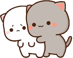 Two Cute Cartoon Cats Hugging Sticker