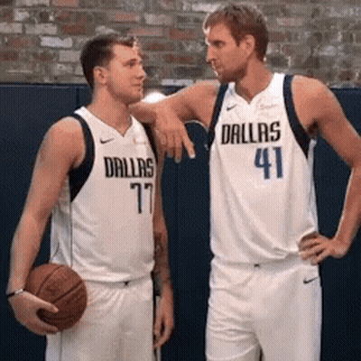 Two Dallas Basketball Players Talking GIF