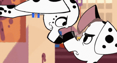 Two Dalmatian Dogs Standing Together One With Tie GIF