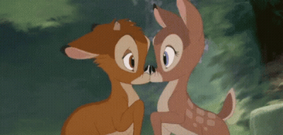 Two Deer Kissing Cartoon GIF
