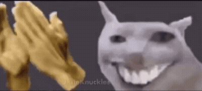Two Dogs Smiling In Front Of Gold Hand GIF
