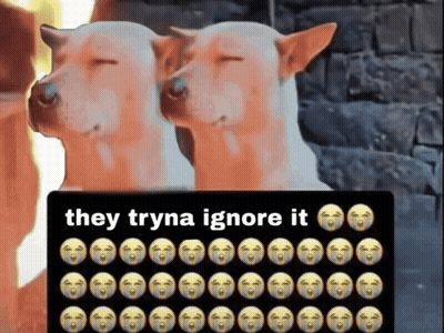 Two Dogs Standing Next To Keyboard Saying They Tryna Ignore It GIF