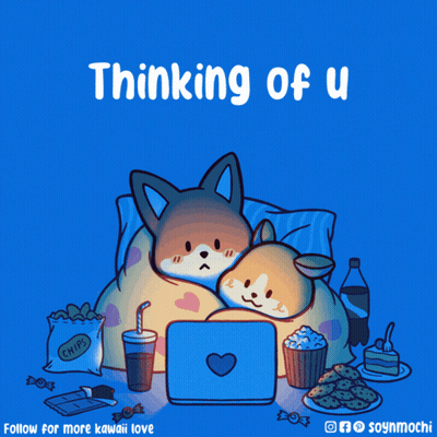 Two Dogs Watching Movie Saying Thinking Of U GIF