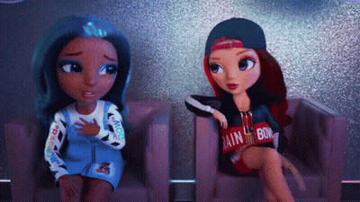 Two Dolls Are Sitting Next To Each Other With One Wearing A Shirt That Says Rainbow GIF