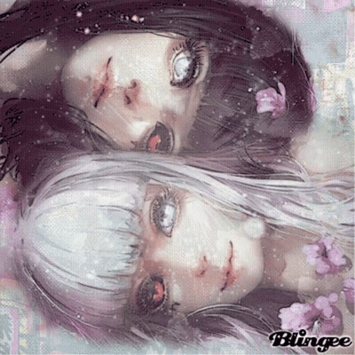 Two Dolls Painting With Blingee GIF