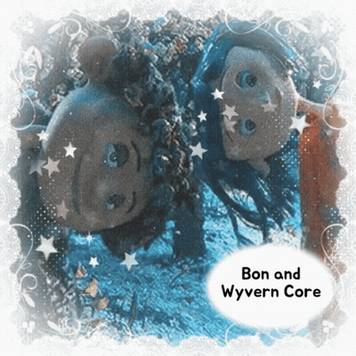 Two Dolls Saying Bon And Wyvern Core GIF