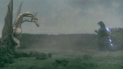 Two Dragons Fighting With Lightning GIF