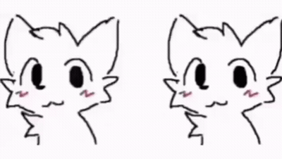 Two Drawings Of A Cat With Different Facial Expressions GIF