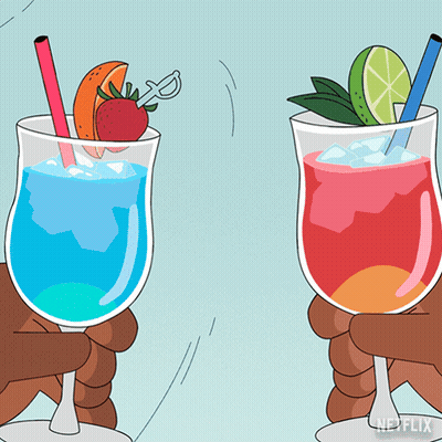 Two Drinks With Straws And Netflix Logo GIF