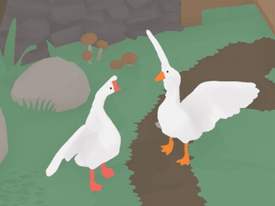 Two Ducks On Grassy Path GIF