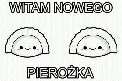 Two Dumplings Shaking Hands Saying Witam Nowego Pierozka GIF