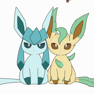 Two Eevees Sitting With Red Balloon