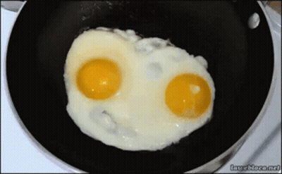 Two Eggs Cooking In Frying Pan Laughlore.net GIF