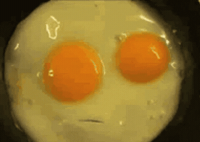 Two Eggs In Pan Looking Like A Face GIF