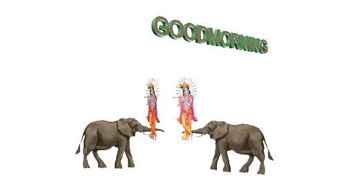 Two Elephants In Front Of Krishna Statue Sticker