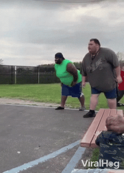 Two Fat Men Playing Basketball GIF