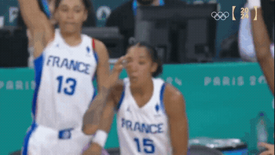 Two Female Basketball Players In Jerseys 13 And 15 GIF