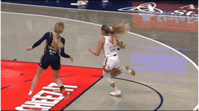 Two Female Basketball Players On Cheetos Court GIF