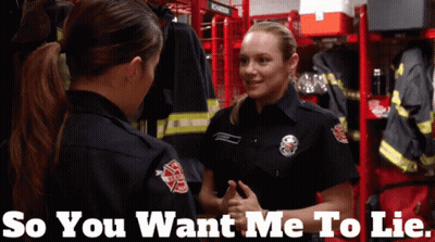 Two Female Firefighters So You Want Me To Lie GIF