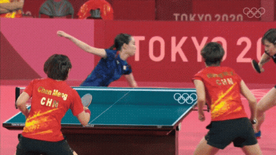 Two Female Ping Pong Players Tokyo 2020 GIF