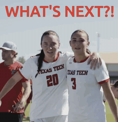 Two Female Texas Tech Soccer Players Posing GIF