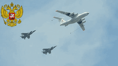 Two Fighter Jets And Cargo Plane Flying GIF