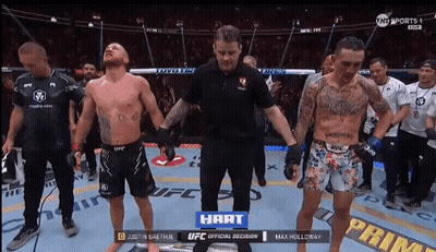 Two Fighters And Referee In Boxing Ring GIF