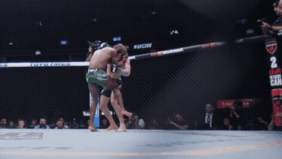 Two Fighters Fighting In Cage With UFC2010 GIF