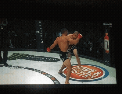 Two Fighters Fighting In Ring With Monster Energy Sign GIF