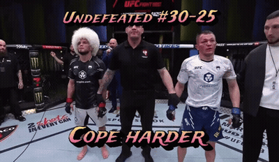 Two Fighters In Boxing Ring Saying Cope Harder GIF