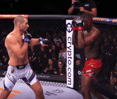 Two Fighters In Cage With Crypto.com Sign GIF