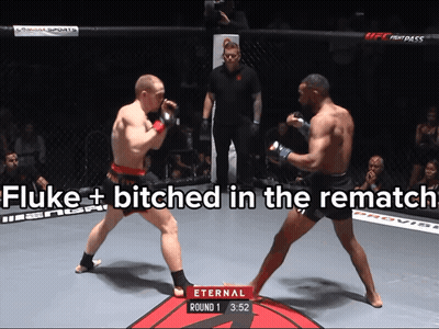 Two Fighters In Ring Saying Fluke Bitches In The Rematch GIF