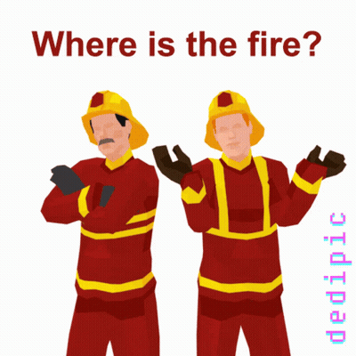 Two Firefighters Asking Where Is The Fire GIF