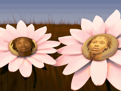 Two Flowers With Man's Face GIF