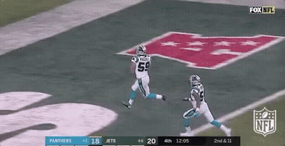 Two Football Players Are Running On A Field With A Fox Nfl Logo In The Background . GIF
