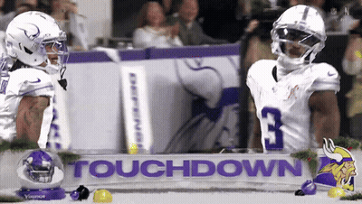 Two Football Players By Touchdown Sign GIF