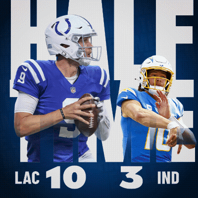 Two Football Players Half Time LAC 10 3 IND GIF