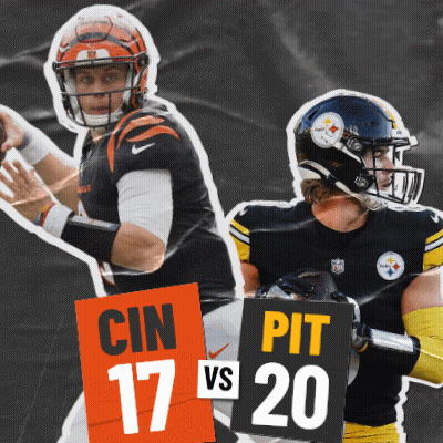 Two Football Players Holding Pit 17 Vs 20 Signs GIF