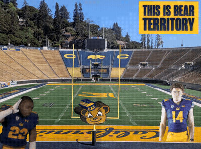 Two Football Players On Field Saying This Is Bear Territory GIF