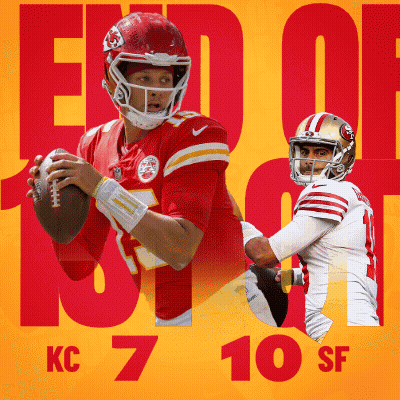 Two Football Players On Yellow Background Kc 7 10 Sf GIF