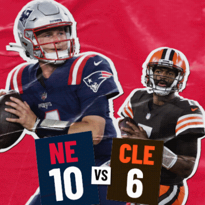 Two Football Players One From The Patriots One From The Browns GIF
