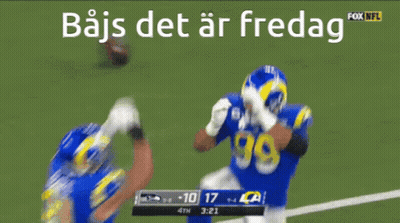 Two Football Players With Bajs Det Ar Fredag GIF